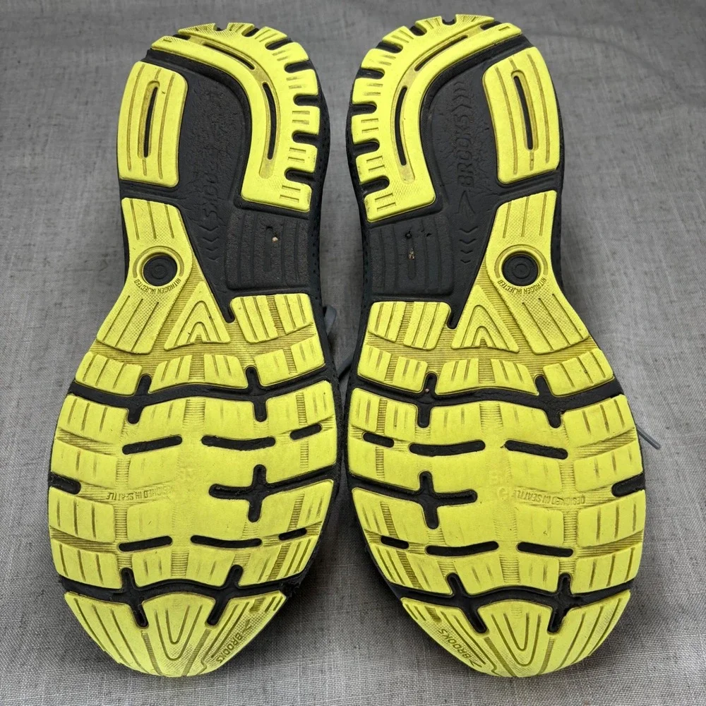 Brooks Ghost 14 Mens Running Shoes Grey Black Yellow Size 12 Low Top Sneakers